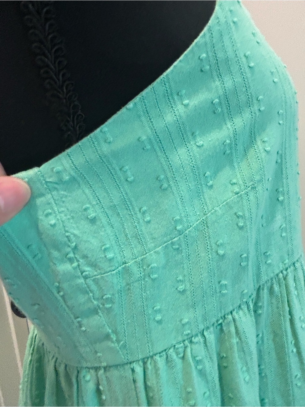 Tanya Taylor Tiered Swiss Dot Colorblock Maxi Dress Size 2 Mint Green Lime - Picture 6 of 12